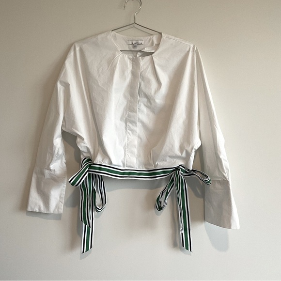 Moelleux Tops - Moelleux XS Woman’s White Shirt Long Sleeve.Wrap Around- Crop Top Crisscross